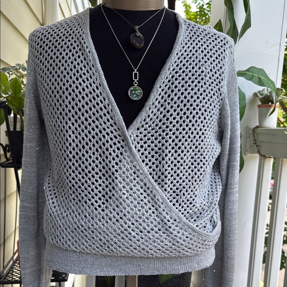 INC International Concepts Gray V-Neck Sweater